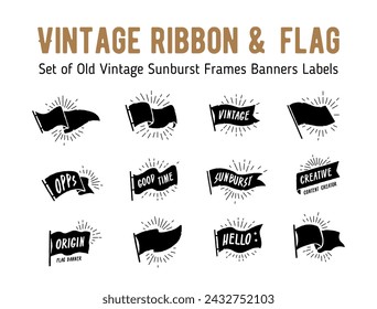  Vintage Sunburst Banner Banner Vectores Colección  