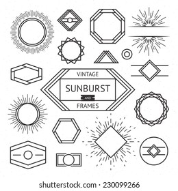 Vintage sunburst and frames. Hipster style. Vector illustration