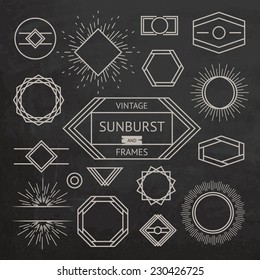 Vintage sunburst and frames. Hipster style. Vector illustration