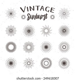 Vintage sunburst. Hipster style. Vector illustration for your design