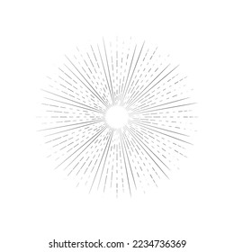 Vintage Sunburst, Retro Sun Vector Icon, Bursting Sun Rays, Black and White Star Pictograph, Speed Line Fast Motion, Sunset Beams Vector Illustration