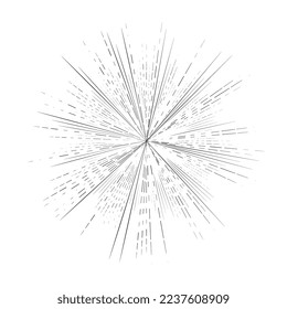 Vintage Sunburst, Retro Sun Vector Icon, Bursting Sun Rays, Black and White Star Pictograph, Speed Line Fast Motion, Sunset Beams Vector Illustration