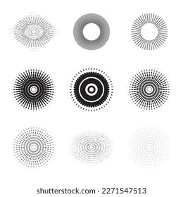 Vintage Sunburst, Retro Sun Vector Icon, Bursting Sun Rays, Black and White Star Pictograph, Speed Line Fast Motion, Sunset Beams Vector Illustration
