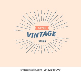 Vintage sunburst. Sunrise rays light burst line. Fireworks starburst logotype. Vector illustration