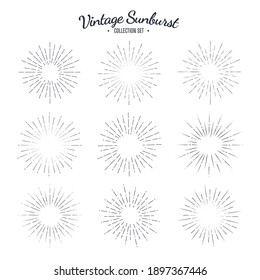 Vintage Sunburst Vector Collection Set Retro Solar Graphic Design Stripes