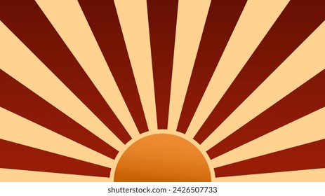 Vintage sunburst vector illustration background. Ancient design. Sunset vibes design. Sunbeam wallpaper