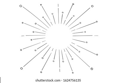 Vintage sunburst,Starburst doodle, firework, sun, hand drawn frames doodle vector.