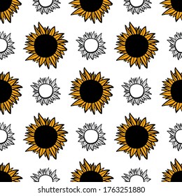 Fondo digital de girasol vintage para tu diseño. Patrón transparente