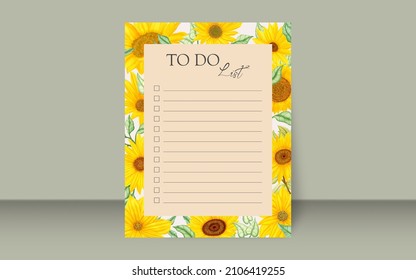 Vintage sunflower to do list template