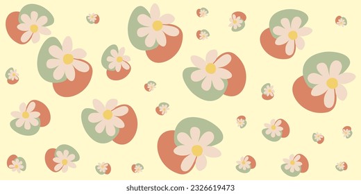 Vintage Sunflower Seamless pattern muted color Korea flower Contemporary Liberty feminine botanical floral branch. Hand drawn wedding herb, minimalistic flowers with elegant leaves. Repeat pattern.