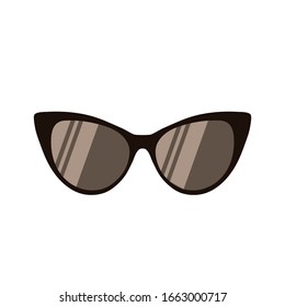 Vintage-Sonnenbrille im Art-Deco-Stil der 1920er Jahre einzeln auf weißem Hintergrund. Vektorillustration flach. Retro 20s. Stilvolles Hipsterglas in modernem und kreativem Stil. Kollektion von weiblichen Web-Medien-Elementen.