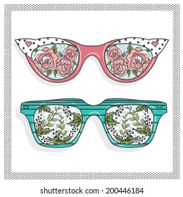 vintage sunglasses with cute floral print for him and her