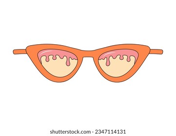 Vintage sunglasses. Groovy retro fashion style. Vector illustration isolated on white background. 