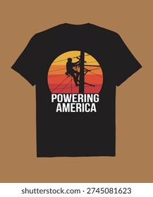 Vintage Sunset Electrician Utility Worker