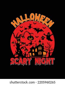 Vintage, Sunset, Halloween T-shirt Design