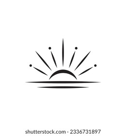 Elemento de diseño del logotipo de la puesta de sol de época en color negro
