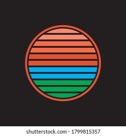 Diseño del logotipo de la puesta de sol de época. ilustración vectorial