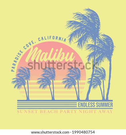 vintage sunset with palms on the beach illustration for t shirt and poster design