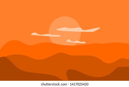 vintage sunshine in morning with could and mountain . orange tone