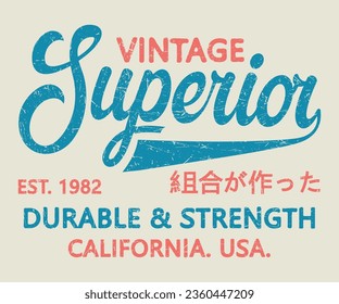 Vintage Superior Durable and Strength Editable print with grunge effect for graphic tee t shirt or sweatshirt - Vector