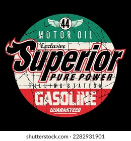 Vintage superior motor oil graphic print