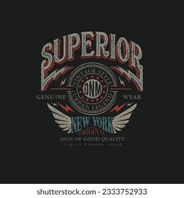 Vintage Superior New York  Typography urban original clothing brand design t shirt Print