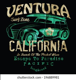 vintage surf and car poster