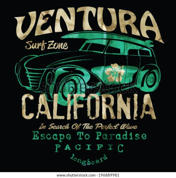 vintage surf and car\
poster