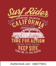 Vintage surf car vector design