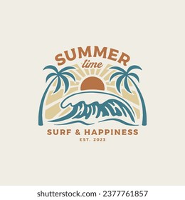 Vintage surf design template for surf club, surf shop, surf merch.