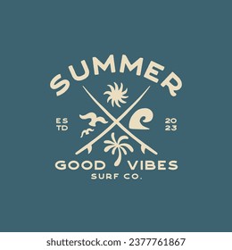 Vintage surf design template for surf club, surf shop, surf merch.