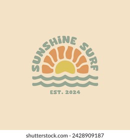 Vintage surf design template for surf club, surf shop, surf merch.