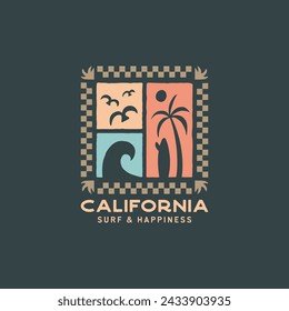 Vintage surf design template for surf club, surf shop, surf merch.