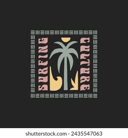 Vintage surf design template for surf club, surf shop, surf merch.