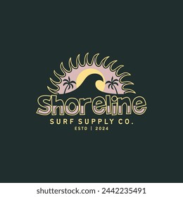 Vintage surf design template for surf club, surf shop, surf merch.