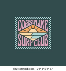 Vintage surf design template for surf club, surf shop, surf merch.