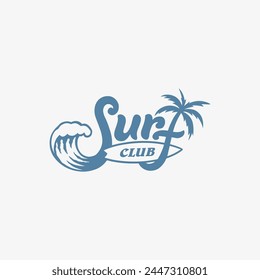 Vintage surf design template for surf club, surf shop, surf merch.