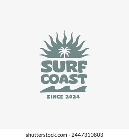 Vintage surf design template for surf club, surf shop, surf merch.