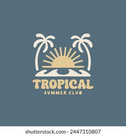 Vintage surf design template for surf club, surf shop, surf merch.