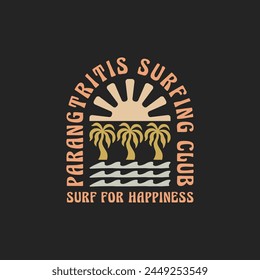 Vintage surf design template for surf club, surf shop, surf merch.