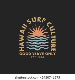 Vintage surf design template for surf club, surf shop, surf merch.