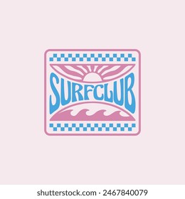 Vintage surf design template for surf club, surf shop, surf merch.