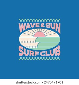 Vintage surf design template for surf club, surf shop, surf merch.