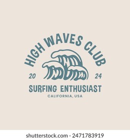 Vintage surf design template for surf club, surf shop, surf merch.