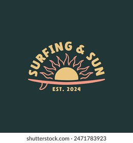 Vintage surf design template for surf club, surf shop, surf merch.