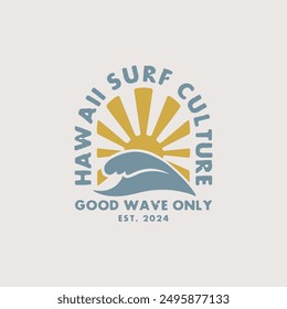 Vintage surf design template for surf club, surf shop, surf merch.