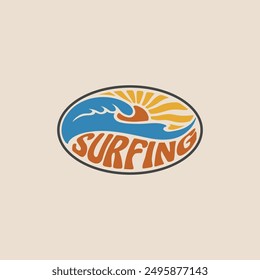 Vintage surf design template for surf club, surf shop, surf merch.