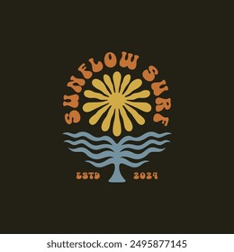 Vintage surf design template for surf club, surf shop, surf merch.