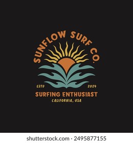 Vintage surf design template for surf club, surf shop, surf merch.