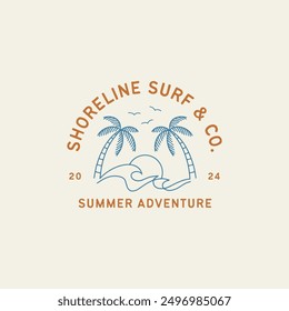 Vintage surf design template for surf club, surf shop, surf merch.